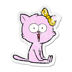 distressed sticker of a cartoon cat