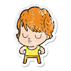 distressed sticker of a cartoon woman