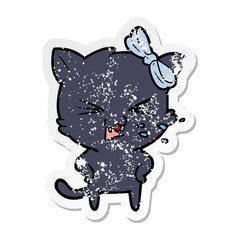 distressed sticker of a cartoon cat