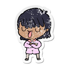 distressed sticker of a cartoon woman