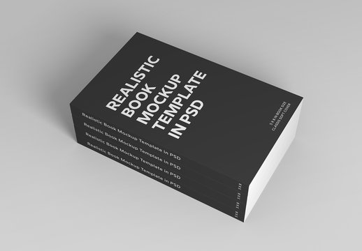 Three Stacked Soft Cover Books Mockup