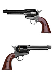 classic pistol revolver isolated on white