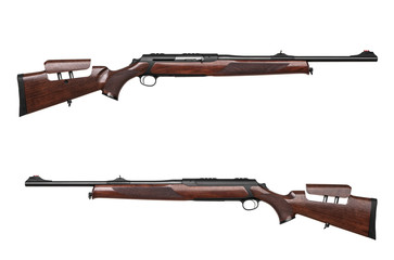 wooden hunting rifle isolated on white