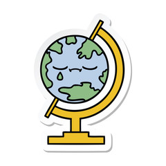 sticker of a cute cartoon globe of the world