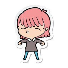 sticker of a cartoon woman
