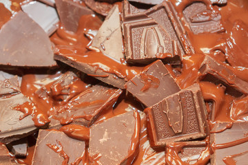 Bitter chocolate is heated in a bowl for dessert
