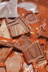 Bitter chocolate is heated in a bowl for dessert