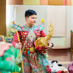 Boys wearing Thai pantomime, pantomime performances