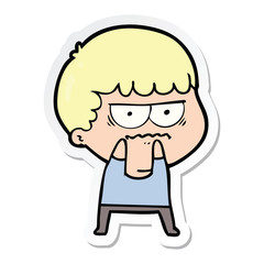 sticker of a cartoon annoyed man