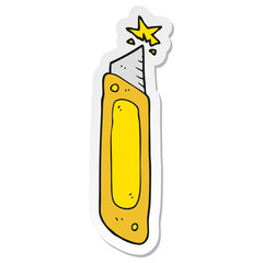 sticker of a cartoon construction knife