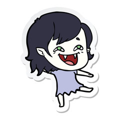 sticker of a cartoon laughing vampire girl