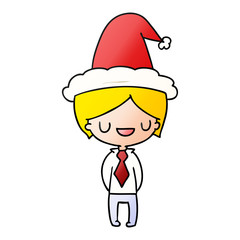 christmas gradient cartoon of kawaii boy