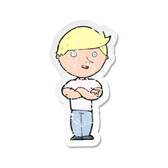 retro distressed sticker of a cartoon happy man