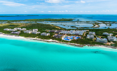 Aerial view of the beaches at Cuban northern keys