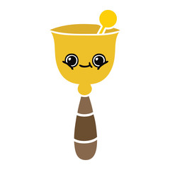 flat color retro cartoon school bell