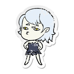 distressed sticker of a cartoon vampire girl