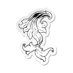sticker of a traditional hand drawn floral swirl