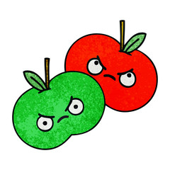 retro grunge texture cartoon apples