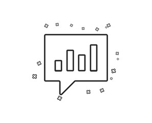Chart line icon. Report graph or Sales growth sign in speech bubble. Analysis and Statistics data symbol. Geometric shapes. Random cross elements. Linear Analytical Chat icon design. Vector