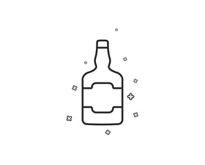 Whiskey bottle line icon. Scotch alcohol sign. Geometric shapes. Random cross elements. Linear Whiskey bottle icon design. Vector