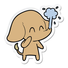 Obraz premium sticker of a cute cartoon elephant spouting water