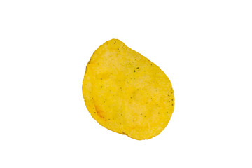 One potato chip isolated on a white background