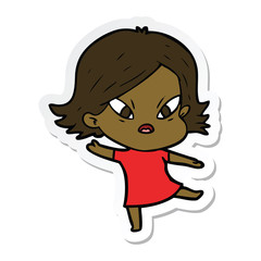 sticker of a cartoon stressed woman