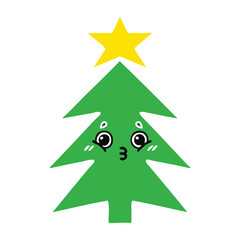 Obraz premium flat color retro cartoon christmas tree