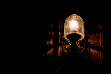 Very beautiful burning nostalgic lamp at night