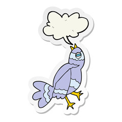 sticker of a cartoon bird singing
