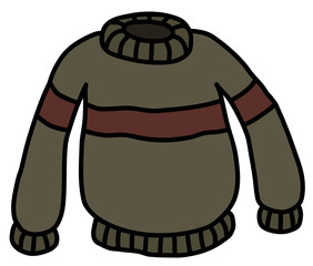 The vectorized funny hand drawing of an olive woolen sweater