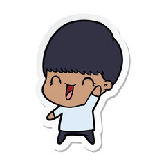 sticker of a happy cartoon boy