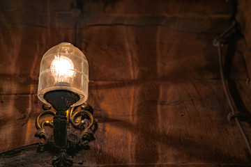 Very beautiful burning nostalgic lamp at night