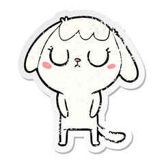 distressed sticker of a cute cartoon dog