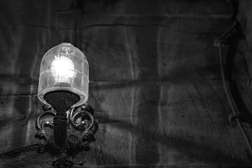 Very beautiful burning nostalgic lamp at night
