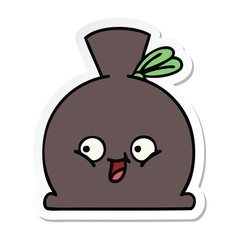 sticker of a cute cartoon sack