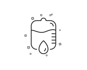 Medicine drop counter line icon. Medical equipment sign. Geometric shapes. Random cross elements. Linear Drop counter icon design. Vector