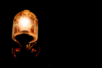 Very beautiful burning nostalgic lamp at night