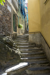 Italy, Cinque Terre, Vernazza, a narrow street