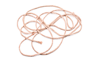 Tangled rope on white background.