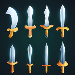 set of fantastic beautiful swords, vector illustration