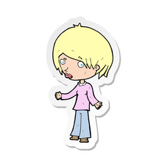sticker of a cartoon confused woman