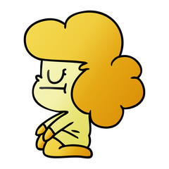 gradient cartoon of a kawaii alien girl