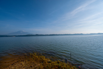 Fototapeta na wymiar Blue lake in the morning Indonesia Malang Java