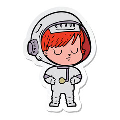 sticker of a cartoon astronaut woman