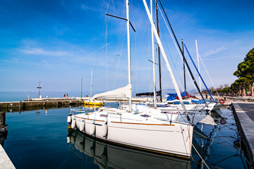 Fototapeta premium sail boats moored at the port on Lake