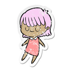 distressed sticker of a cartoon woman