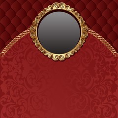 decorative background with vintage pattern and golden frame
