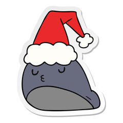 christmas sticker cartoon of kawaii slug