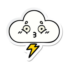 sticker of a cute cartoon thunder cloud